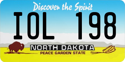 ND license plate IOL198
