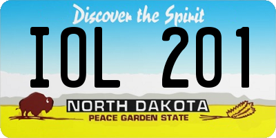 ND license plate IOL201