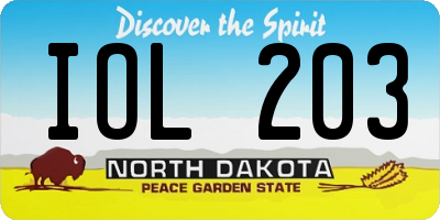 ND license plate IOL203
