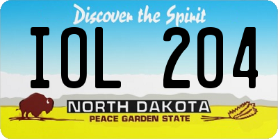 ND license plate IOL204