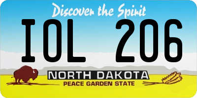 ND license plate IOL206
