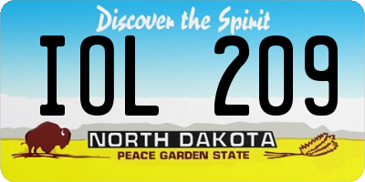 ND license plate IOL209
