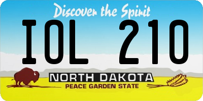 ND license plate IOL210