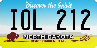 ND license plate IOL212