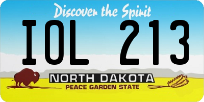 ND license plate IOL213