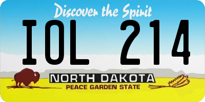 ND license plate IOL214