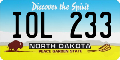 ND license plate IOL233