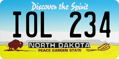 ND license plate IOL234