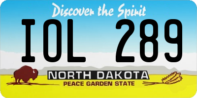 ND license plate IOL289