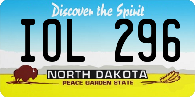 ND license plate IOL296