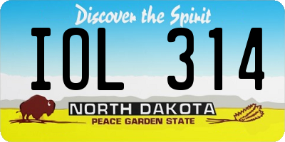 ND license plate IOL314