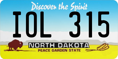 ND license plate IOL315