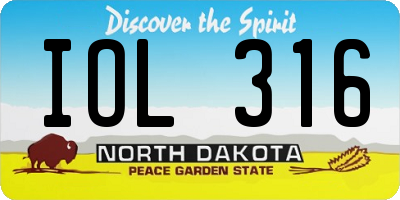 ND license plate IOL316
