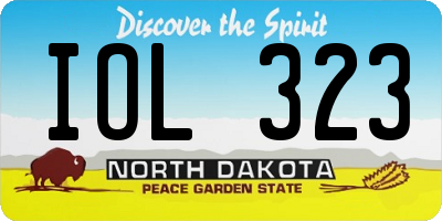 ND license plate IOL323
