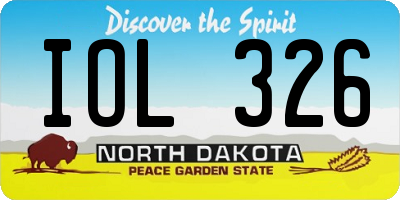 ND license plate IOL326