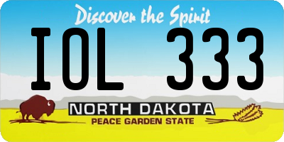 ND license plate IOL333