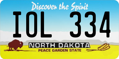 ND license plate IOL334