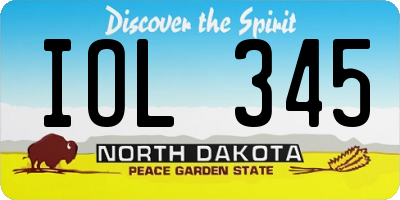 ND license plate IOL345