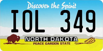ND license plate IOL349