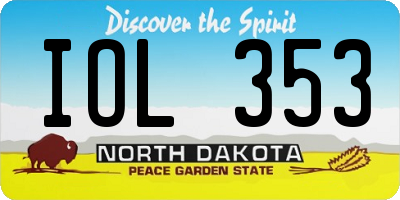 ND license plate IOL353