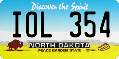 ND license plate IOL354