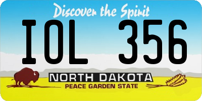 ND license plate IOL356