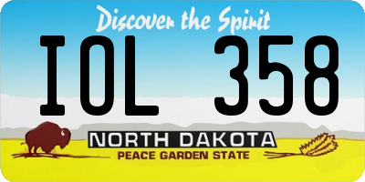 ND license plate IOL358