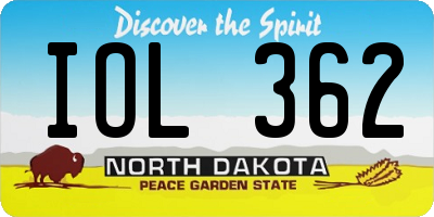 ND license plate IOL362