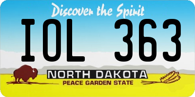 ND license plate IOL363