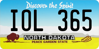 ND license plate IOL365