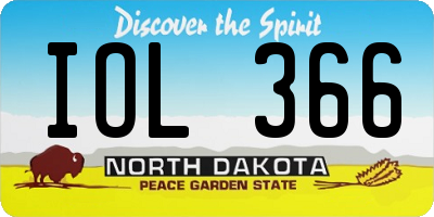 ND license plate IOL366