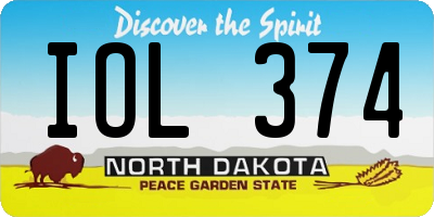 ND license plate IOL374