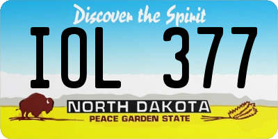 ND license plate IOL377