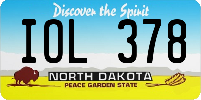 ND license plate IOL378
