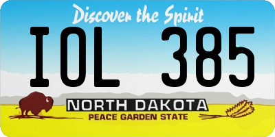 ND license plate IOL385