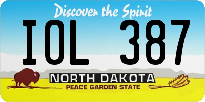 ND license plate IOL387