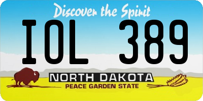 ND license plate IOL389