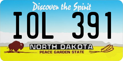 ND license plate IOL391