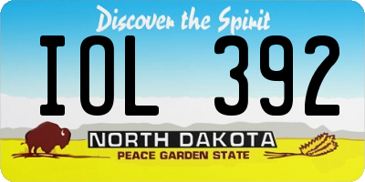 ND license plate IOL392