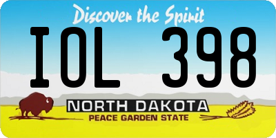 ND license plate IOL398