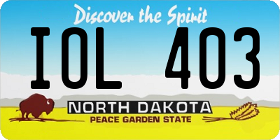 ND license plate IOL403