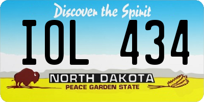 ND license plate IOL434