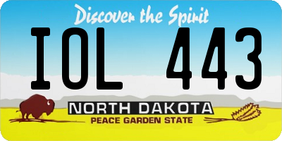 ND license plate IOL443