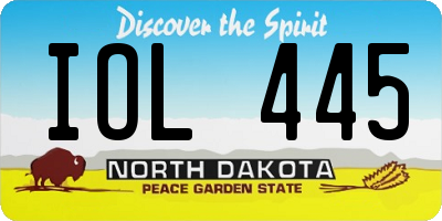 ND license plate IOL445