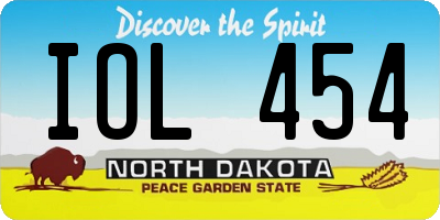 ND license plate IOL454