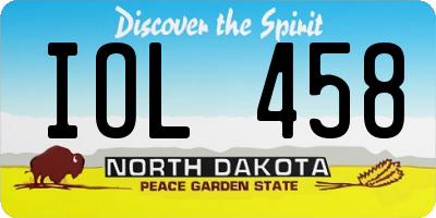 ND license plate IOL458