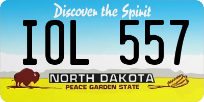 ND license plate IOL557