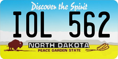 ND license plate IOL562