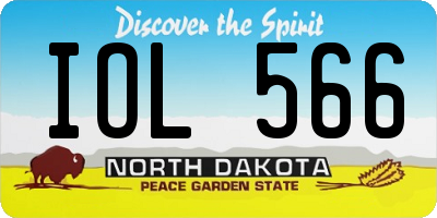 ND license plate IOL566
