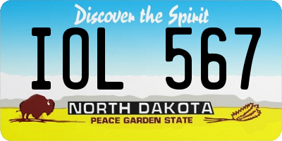ND license plate IOL567